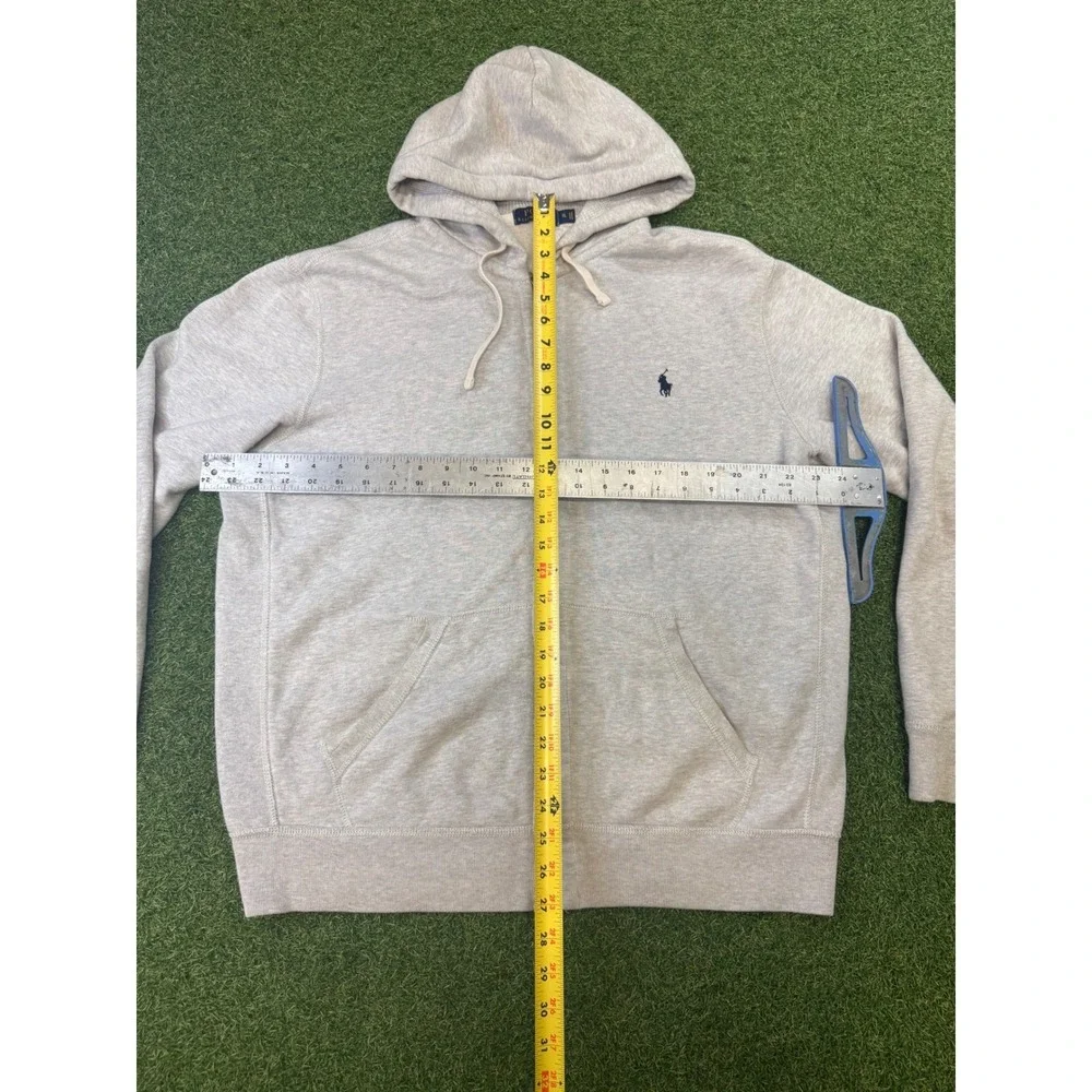 Polo Ralph Lauren Mens XL Heather Gray Full Zip‎ Fleece Hoodie Navy Pony Logo